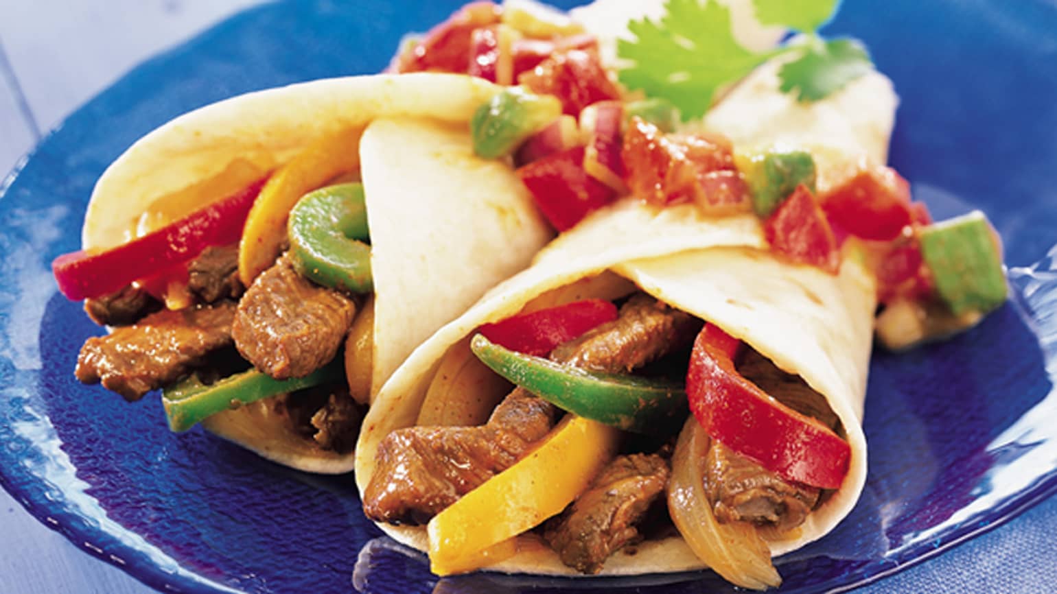 Fajitas de ternera con salsa de guacamole Old El Paso